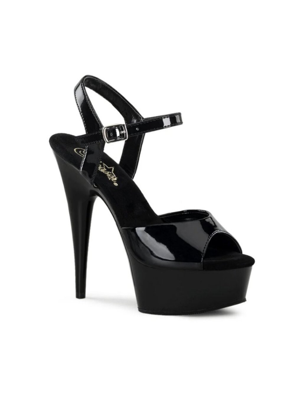 NWOT Pleaser Delight-609 Patent Black Platform Heel/Pole Shoe Size 5